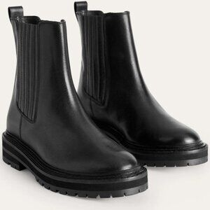 Boden Sadie Chunky Chelsea Boots - Black Calf Leather Sz.7.5/38